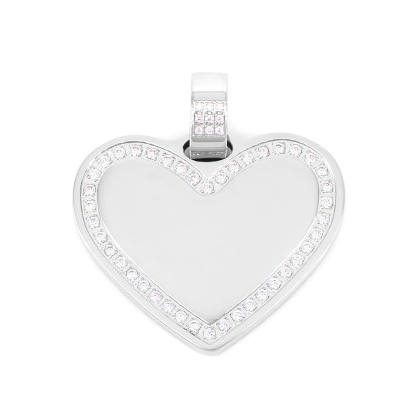Engraving 
Pendant Basic Heart With Large Zirconia Steel LARGE