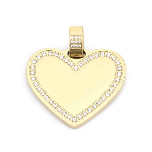 Engraving 
Pendant Basic Heart With Large Zirconia Gold Plated LARGE
