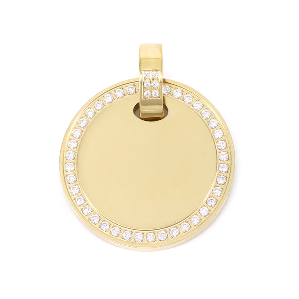Engraving 
Pendant Basic Round With Large Zirconia Gold Plated LARGE