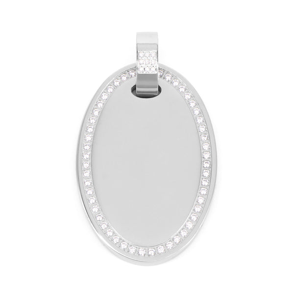 Engraving 
Pendant Basic Oval With Large Zirconia Steel LARGE