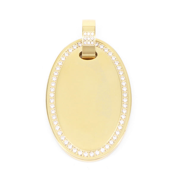 Engraving 
Pendant Basic  Oval With Large Zirconia Gold Plated LARGE