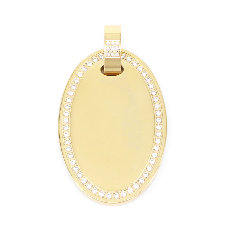 Engraving 
Pendant Basic  Oval With Large Zirconia Gold Plated LARGE