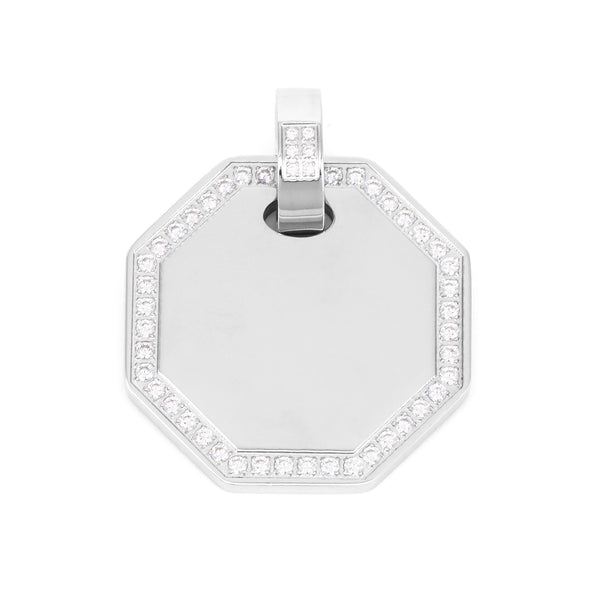 Engraving 
Pendant Basic Octagonal With Large Zirconia Steel LARGE