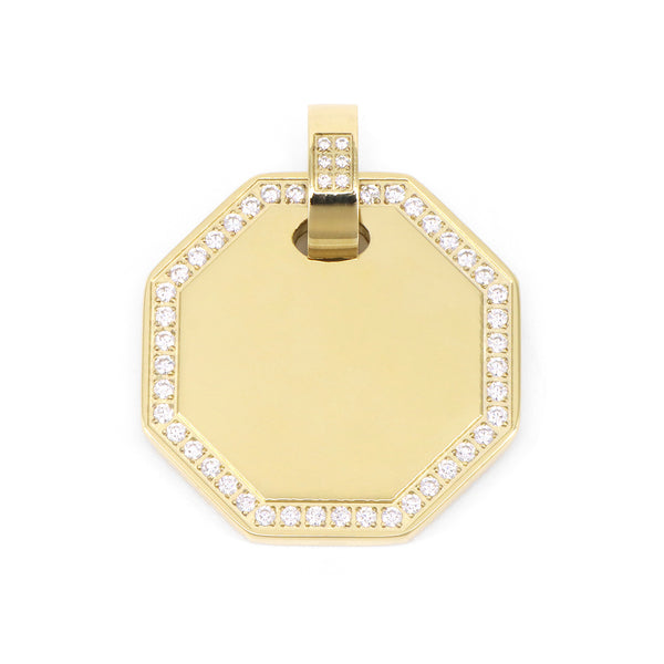 Engraving 
Pendant Basic Octagonal With Large Zirconia Gold Plated LARGE