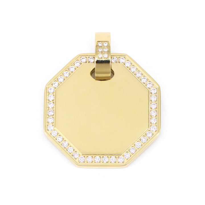 Engraving 
Pendant Basic Octagonal With Large Zirconia Gold Plated LARGE