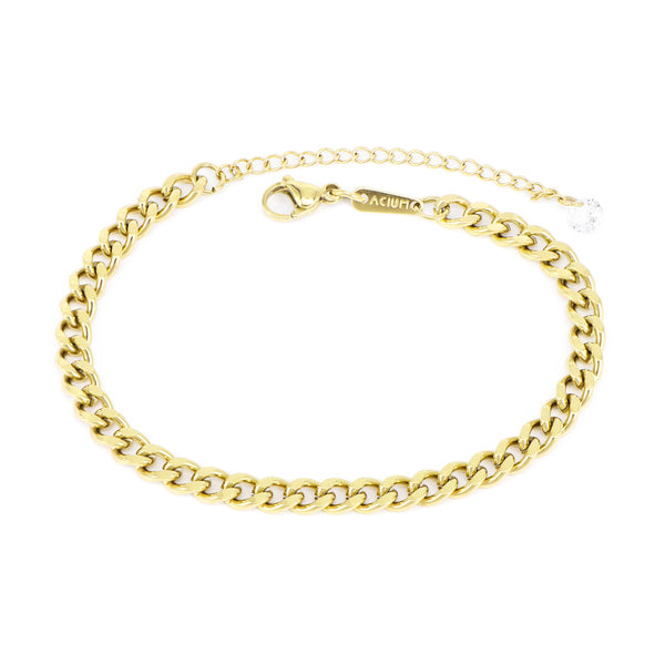 Grumet-Armband mit Zirkonia-Charm-Detail - Vergoldet
