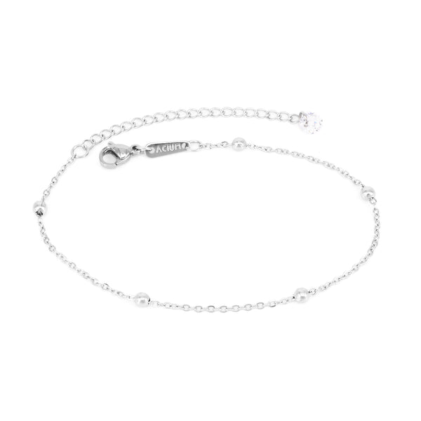 Armband mit zwischengestreuten Kugeln  mit Zirkonia-Charm-Detail  aus chirurgischen Edelstahl