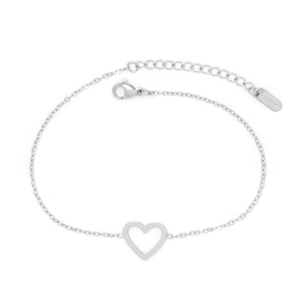 Basic-Armband mit portugiesischen Gliedern und Herz aus chirurgischem Stahl