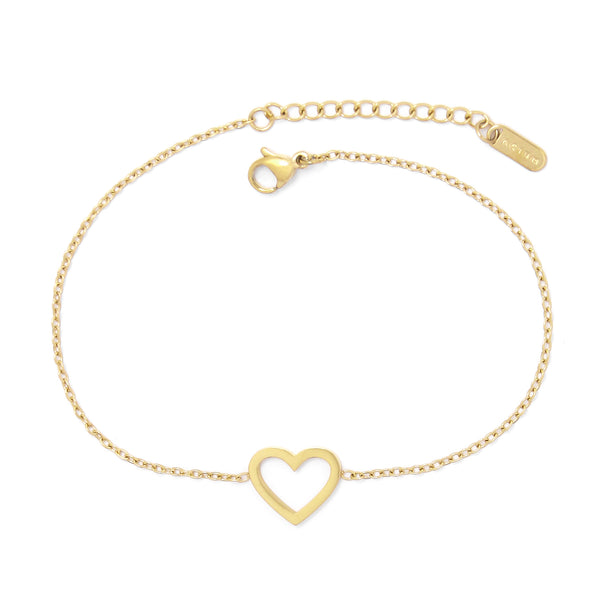BRACELET BASIC LINKS PORTUGUESA WITH HEART GOLD PLATED 18