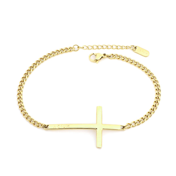 Faith-Armband mit Grumet-Kette und Kreuz-Detail – 18k Goldvergoldet