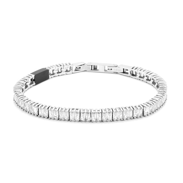 BRACELET BASIC  ROUND MEDIUM ZIRCONIAS INLAYED  STEEL 18