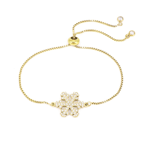 Armband In Leuchtender Schneeflockenform Mit Vergoldetem Zirkonia 21 / Stahl