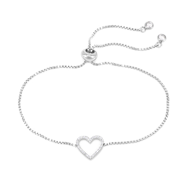 Armband mit zentralem Herz-Detail und eingefassten Zirkonen