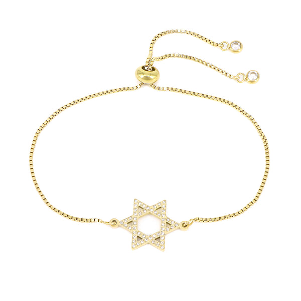 Armband mit Davidstern und Zirkonia – vergoldet, verstellbar