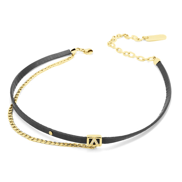 BRACELET GLOW GRUMET LINK LINE, BRAND LOGO IN CENTRAL ZIRCONIA GOLD PLATED 18