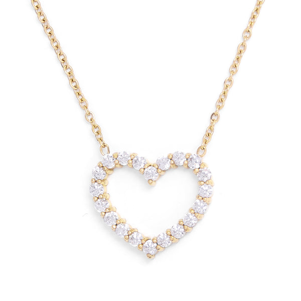NECKLACE GLOW HEART IN ZIRCONIA GOLD PLATED