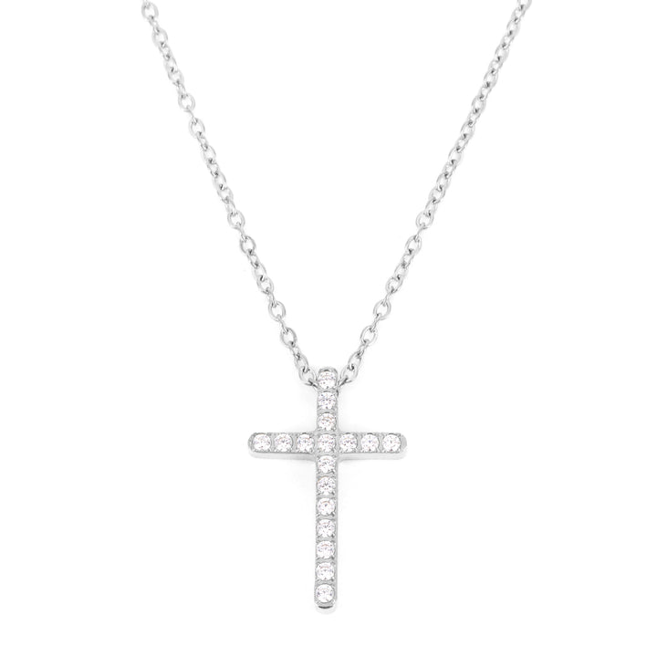 NECKLACE GLOW CROSS WITH ZIRCONIA STEEL SMALL