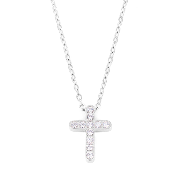 NECKLACE GLOW CROSS WITH ZIRCONIA STEEL XS