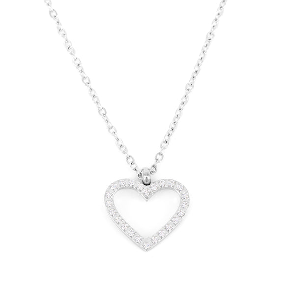 Halskette Glow Zirkonia Glattes Herz Stahl Stahl