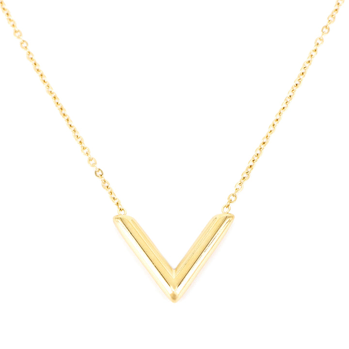 Halskette Grundform V Vergoldet Stahl
