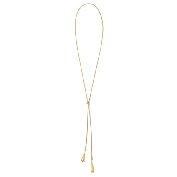 Halskette Basic Lange Tropfenform Vergoldet Stahl