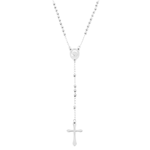 Halskette Glaube Rosenkranz Dünnes Kreuz Stahl Stahl