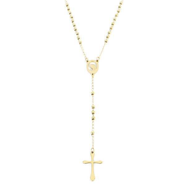 Halskette Glaube Rosenkranz Dünnes Kreuz Vergoldet Stahl