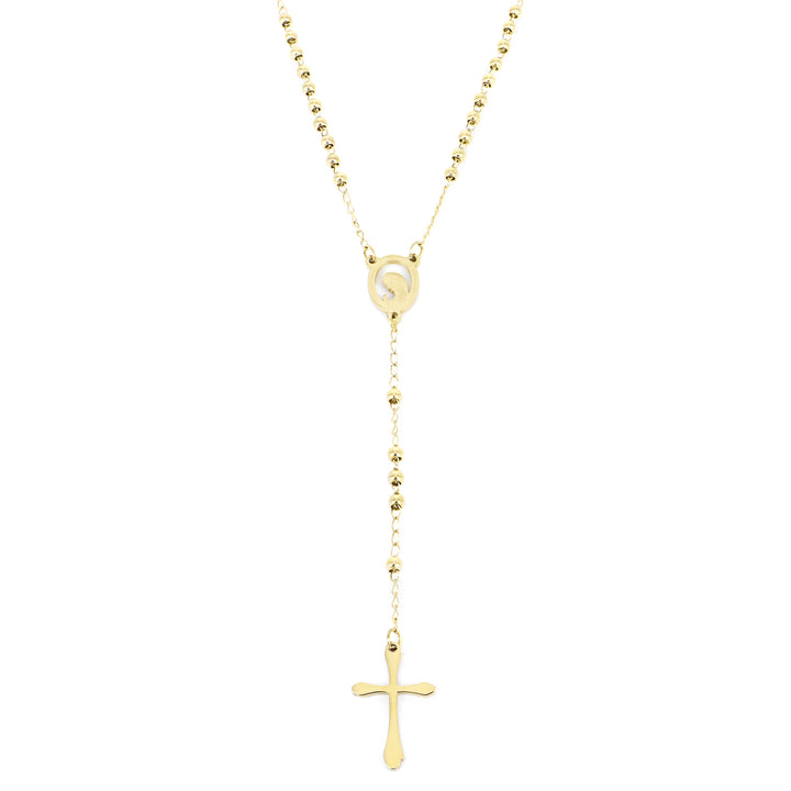 Halskette Glaube Rosenkranz Dünnes Kreuz Vergoldet Stahl