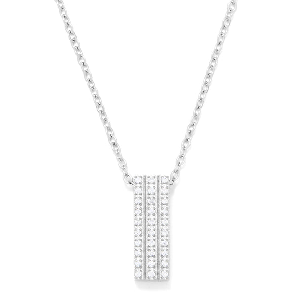 NECKLACE GLOW RECTANGLE WITH ZIRCONIA STEEL