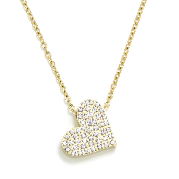 Halskette Glow Heart Mit Zirkonia Vergoldet Stahl