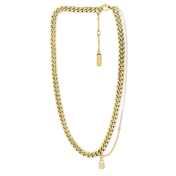 NECKLACE BASIC LARGE PADLOCK GOLD PLATED