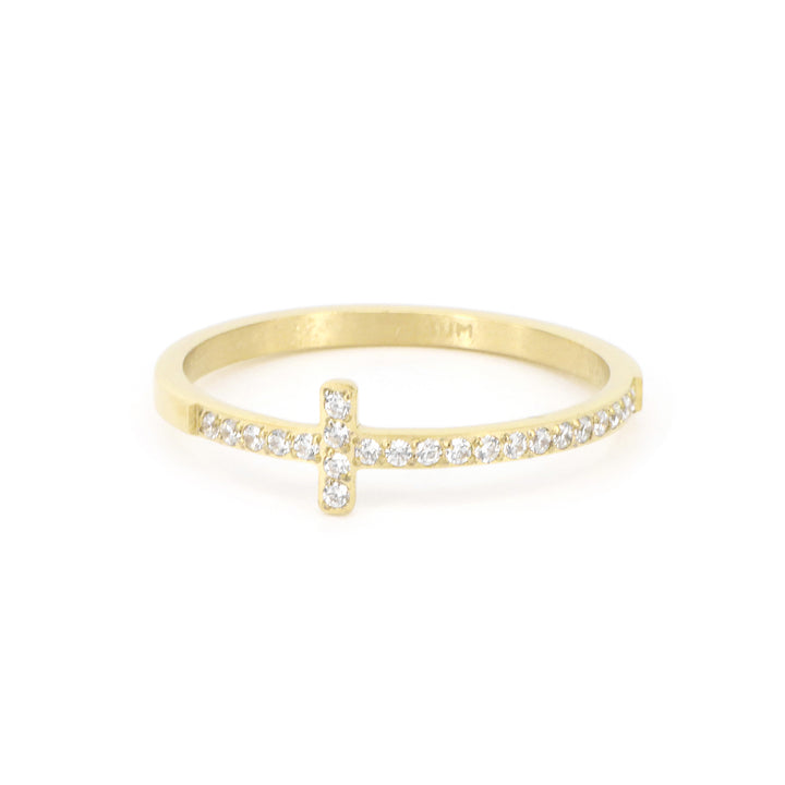 Ring Glow Zirconia And Cross Bar Gold Plated – ACIUM | GERMANY