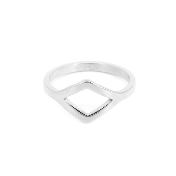 RING GEOMETRIC HEART SHAPE STEEL XS