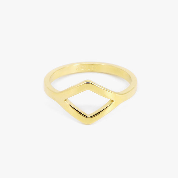 RING GEOMETRIC HEART SHAPE GOLD PLATED XS