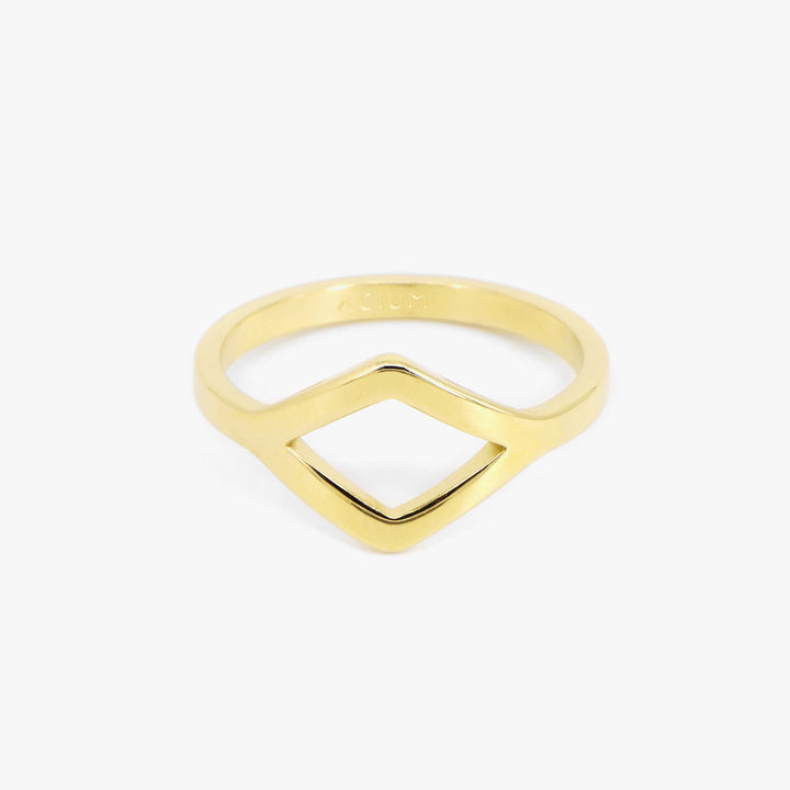 RING GEOMETRIC HEART SHAPE GOLD PLATED XS