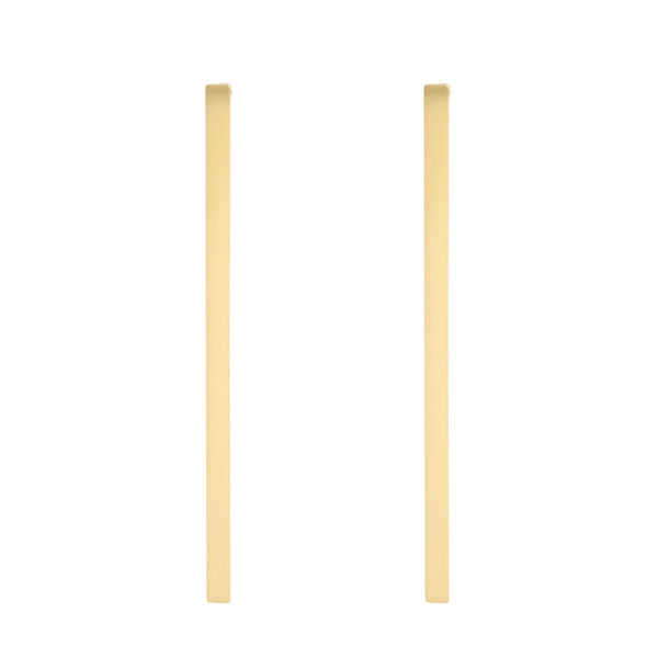 EARRING GEOMETRIC LONG RECTANGULAR SHANK GOLD PLATED