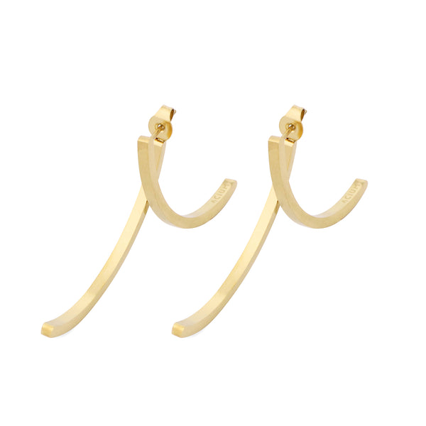 EARRING GEOMETRIC X ROUND GOLD PLATED