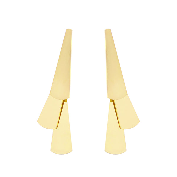 EARRING GEOMETRIC CASCADE TRAPEZE GOLD PLATED