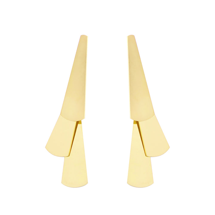 EARRING GEOMETRIC CASCADE TRAPEZE GOLD PLATED