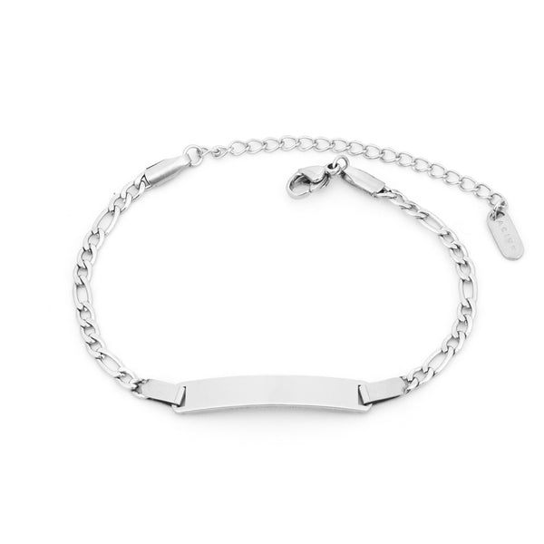 Armband Basic Figaro Glied Und Zentralplatte Aus Stahl Stahl