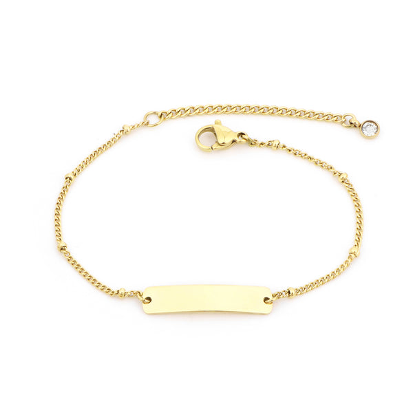 Armband Basic Grumet Glied Und Mittelplatte Vergoldet Stahl