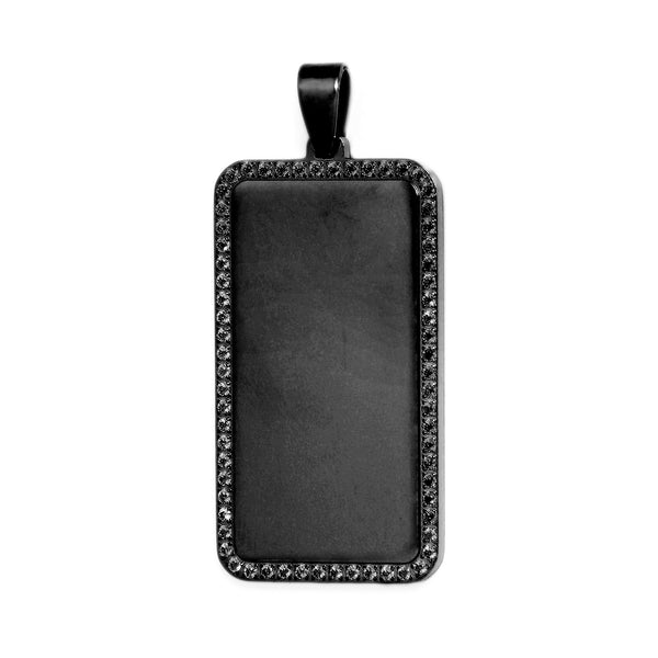 ENGRAVING 
PENDANT BASIC RECTANGULAR WITH ZIRCONIA LARGE BLACK LARGE