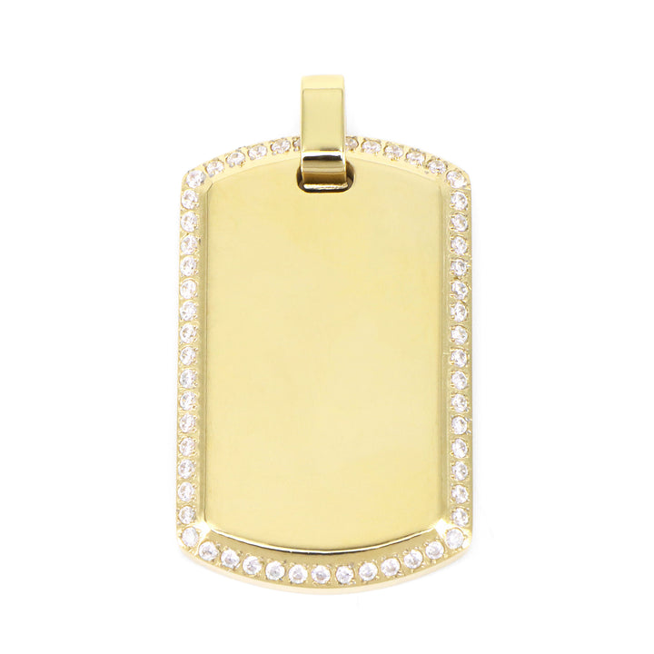 ENGRAVING 
PENDANT BASIC RECTANGULAR ROUNDED WITH ZIRCONIA LARGE GOLD PLATED LARGE