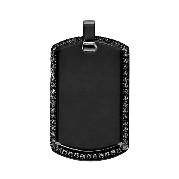 ENGRAVING 
PENDANT BASIC RECTANGULAR ROUNDED WITH ZIRCONIA LARGE BLACK LARGE