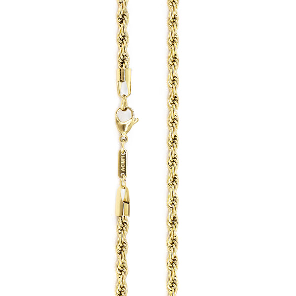 Klassische Seilgliedkette  (Breite: 1 cm) 50cm lang. Vergoldet.