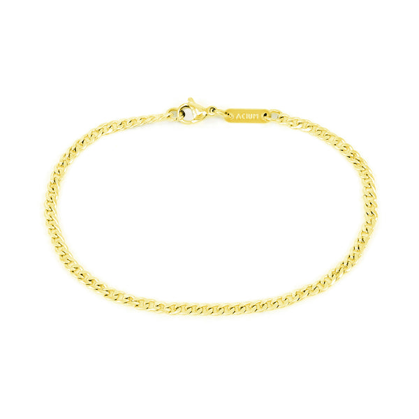Armband mit Grumelgliedern , Gliedergröße: 0,8 x 3,0 mm. Vergoldet
