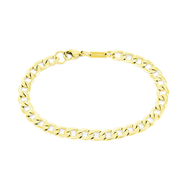 Armband mit Grumet-Gliedern, Gliedergröße: 1,8 x 6,8 mm. Vergoldet