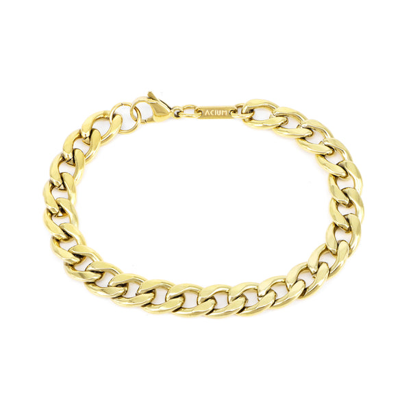 Armband mit Grumet-Gliedern, Gliedergröße: 2,5 x 9,5 mm. Vergoldet