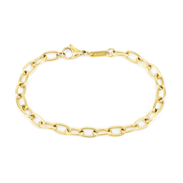 Elegantes Armband mit Vorhängeschloss-Gliedern vergoldet