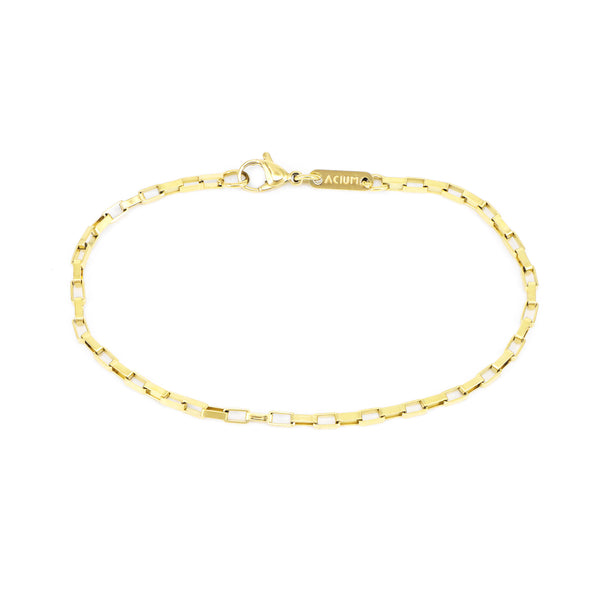Armband mit langen Box-Gliedern. Vergoldet